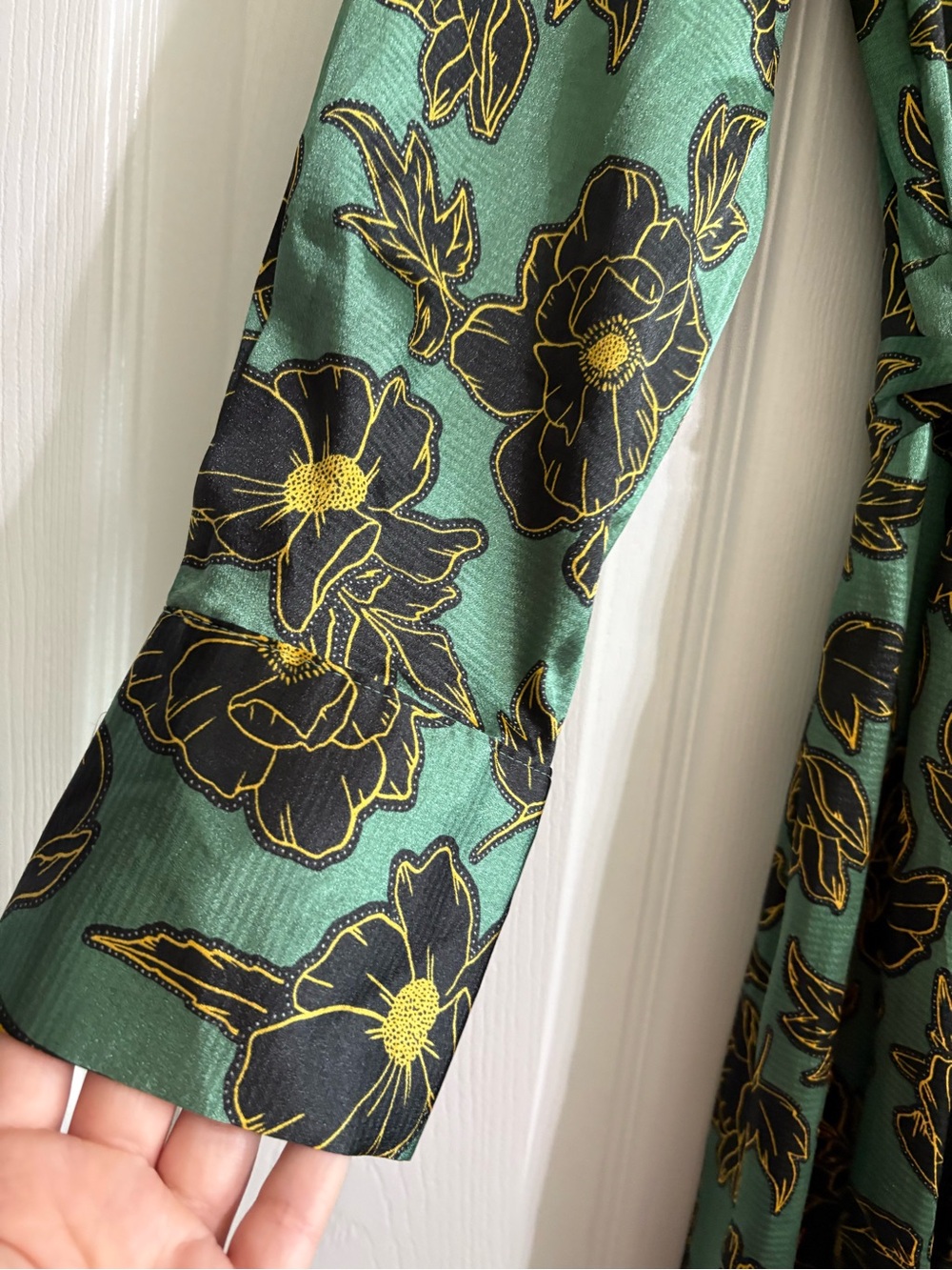 Who What Wear Green Floral Tie Waist Shirt Midi Dress L - Picture 4 of 9